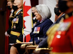 Governor General Mary May Simon delivers the throne speech in the Senate chamber, as parliament prepares to resume in Ottawa, on Tuesday.
