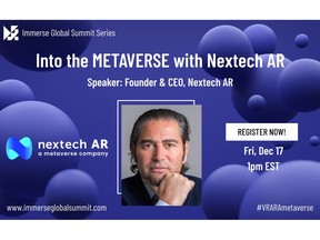 Join Evan Gappelberg, Nextech AR CEO for his Metaverse presentation on December 17, 2021.