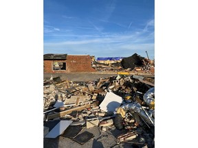 Tornado damage to E-Z Rent It. Bowling Green, KY. Photo courtesy Jordan Clarke.