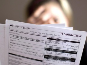 A tax return form in Toronto on April 13, 2011.