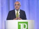 Toronto-Dominion Bank President and Chief Executive Officer Bharat Masrani speaks at his AGM on March 29, 2018 in Toronto. 