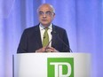 President and Chief Executive Officer of the Toronto-Dominion Bank Bharat Masrani speaks at their AGM in Toronto on March 29, 2018.