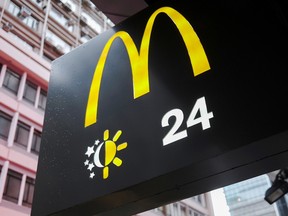 The McDonald's logo at its restaurant in Hong Kong, China, Aug. 27, 2021.