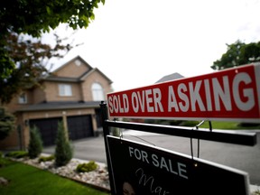 A real estate sign in front of a house in Vaughan on May 24, 2017.