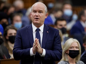 Conservative Party leader Erin O'Toole speaks during Question Period in the House of Commons on Parliament Hill in Ottawa, Dec. 8, 2021.