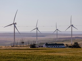 Wind turbines operate at the West Coast One wind farm near Vredenburg, South Africa, on Oct. 6, 2021.
