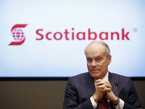 Scotiabank's chief executive officer Brian Porter speaks to shareholders in 2017. chief executive officer Brian Porter speaks to shareholders in 2017.