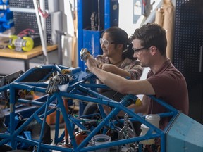 Students in Canada’s only accredited automotive engineering program at Ontario Tech University.