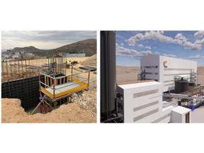 Figure 1 – Major construction has commenced for the Paste Backfill Plant. The picture on right is an artist rendition of the future plant expected to be operational by year-end 2022.