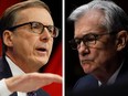 Bank of Canada Governor Tiff Macklem, left, and U.S. Federal Reserve chair Jerome Powell both held rates Wednesday.
