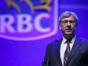 Dave McKay, President and CEO of Royal Bank of Canada, speaks at the company's annual general meeting in Toronto.