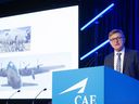 Marc Parent, president and chief executive officer of CAE Inc., speaks during the company's annual general meeting of shareholders in Montreal on Aug. 14, 2019. 