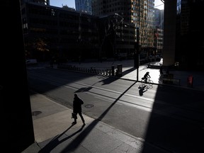 Commuters in the financial district of Toronto.