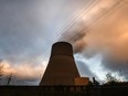 A view shows a cooling tower of the nuclear power plant Emsland in Lingen, western Germany on January 12, 2022.