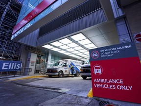 An ambulance outside the emergency department at Mount Sinai Hospital in Toronto.