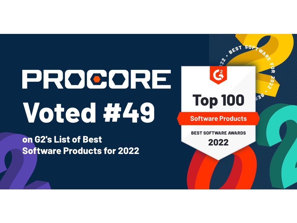 Procore Earns Spot on G2's 2022 Best Software Awards for
