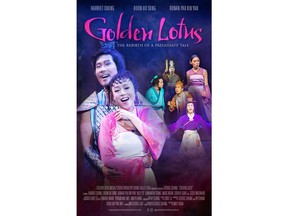 Official movie poster for the Film Fest International London Jury Award winning film Golden Lotus starring Harriet Chung, Boon Ho Sung and Ronan Pak Kin Yan.