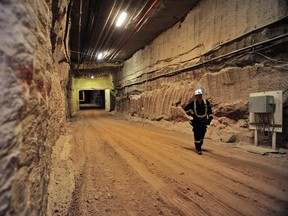 An entry to the tunnels at Nutrien's Cory potash mine near Saskatoon, Saskatchewan.