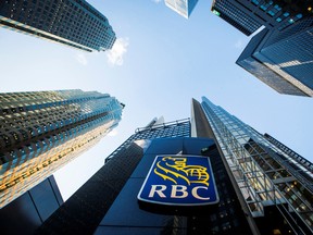 The Royal Bank of Canada building on Bay Street in the heart of the financial district in Toronto.