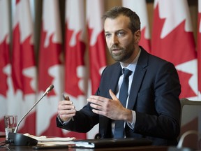 Liberal MP for Louis-Hebert Joel Lightbound speaks about COVID-19 restrictions during a news conference on Feb. 8, 2022 in Ottawa.