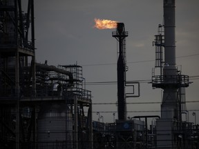 An oil flare burns at the BP Plc Whiting Refinery in Indiana.