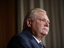 Ontario Premier Doug Ford speaks during a press conference at Queen's Park in Toronto.
