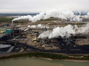 The Suncor tar sands processing plant at their mining operations near Fort McMurray, Alberta.