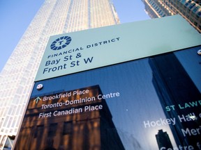 A sign in the financial district in Toronto.