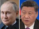 Chinas Präsident Xi Jinping (rechts) könnte sein Bündnis mit Russlands Präsident Wladimir Putin (links) auf die Probe stellen. 