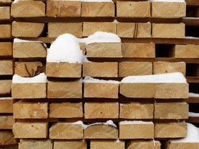 Finished lumber is seen at West Fraser Pacific Inland Resources sawmill in Smithers, British Columbia. Canada's largest lumber company is the only producer that will see tariffs rise, according to a media report.