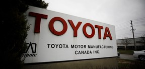 Toyota Motor Corp. manufacturing plant in Cambridge, Ontario.All three lines in the province have been paused.