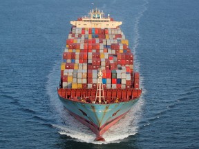 A container ship on its way to the United States.