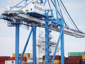 Shipping containers at the Port of Philadelphia.