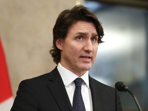 Prime Minister Justin Trudeau speaks during a news conference on Friday.