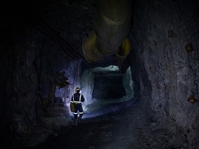 A contractor works at an Agnico Eagle Mine in Quebec.