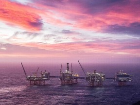 An oil field in the North Sea.