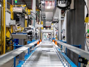 An automated packing line at Promation, a robotics engineering and automation manufacturing firm in Oakville, Ont.