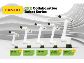 FANUC's expanded line of easy-to-use CRX cobots provides more options for manufacturers looking to increase productivity and minimize costs.