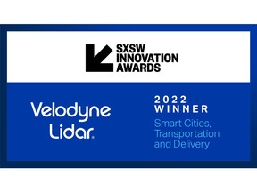 Velodyne Lidar's Intelligent Infrastructure Solution won the 2022 SXSW Innovation Awards by the South by Southwest (SXSW) Conference and Festivals. Photo Credit: Velodyne Lidar