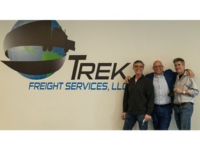 Pictured left to right: John Andreotti, COO, Trek Freight Services; Jim Becker, CEO, Becker Logistics; Gary Bazelon, CEO, Trek Freight Services