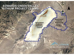 Figure 1: Ameriwest Lithium Edwards Creek Valley Claim Area