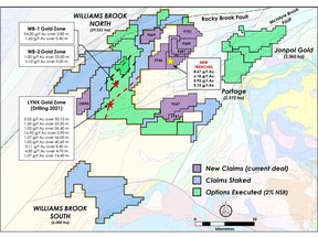 Williams Brook Gold Property claims map