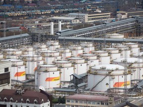 Oil storage tanks stand at the RN-Tuapsinsky refinery, operated by Rosneft Oil Co., in Tuapse, Russia.