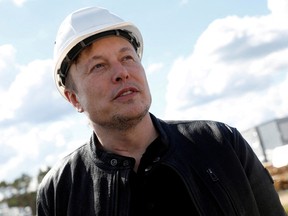 Tesla CEO Elon Musk as he visits the construction site of Tesla's gigafactory in Gruenheide, near Berlin, Germany.