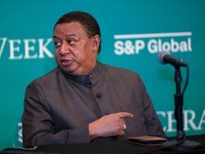 OPEC Secretary General Mohammad Barkindo speaks during the CERAWeek conference in Houston, Texas.
