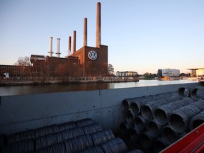 The Volkswagen AG headquarters and auto plant next to the Midland Canal in Wolfsburg, Germany.