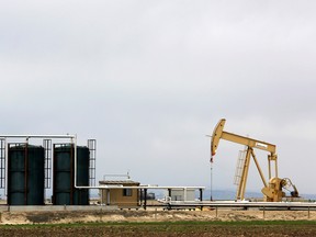 An oil and gas pump jack near Granum, Alberta.