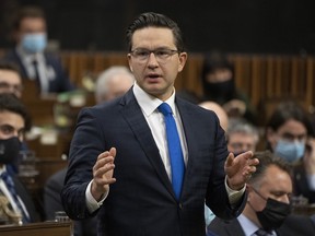 Conservative MP Pierre Poilievre during Question Period on Nov. 29, 2021 in Ottawa.