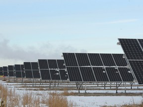 Solar panels near the Shepard Landfill site in southeast Calgary.