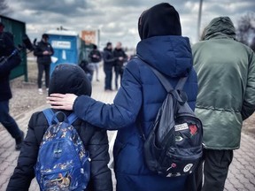 Dale Wishewan was among the volunteers who met women and children at a humanitarian aid centre near the Polish/Ukrainian border in March.